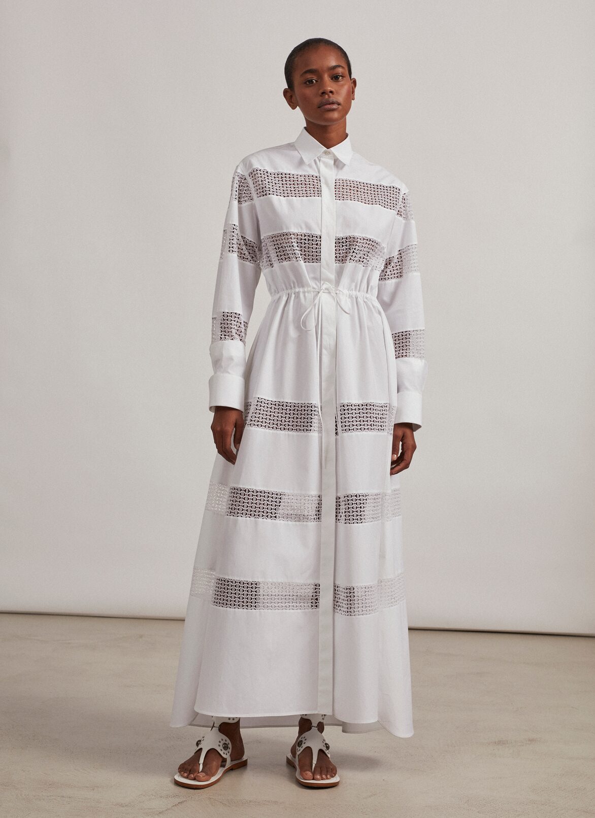 Edition 2015 The Lace Band Dress in Japanese poplin ALAÏA WHITE EDITION 2015 THE LACE BAND DRESS IN JAPANESE POPLIN
